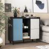 Black Sideboard Buffet with Red Doors & Unique Drawers | The Roast Co.
