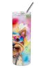 Yorkshire Terrier Hippie Dawg Stainless Steel Skinny Tumbler Vacuum Double Walled Reusable Insulated Tumbler Travel Cup for Coffee Cocktails Gift with
