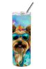 Cairn Terrier Hippie Dawg Stainless Steel Skinny Tumbler Vacuum Double Walled Reusable Insulated Tumbler Travel Cup for Coffee Cocktails Gift with Lid