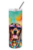 Doberman Pinscher Hippie Dawg Stainless Steel Skinny Tumbler Vacuum Double Walled Reusable Insulated Tumbler Travel Cup for Coffee Cocktails Gift with