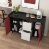 Black Sideboard Buffet with Red Doors & Unique Drawers | The Roast Co.