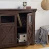 Farmhouse 4-Door Buffet & Coffee Bar Cabinet with Barn Design | The Roast Co.