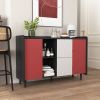 Black Sideboard Buffet with Red Doors & Unique Drawers | The Roast Co.