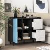 Black Sideboard Buffet with Red Doors & Unique Drawers | The Roast Co.